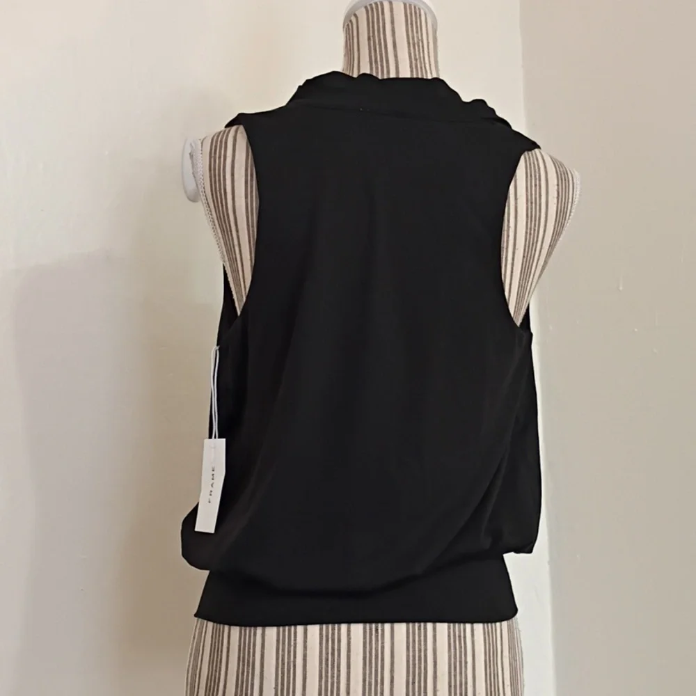 Frame Black Drape Neck Sleeveless Blouse NWT